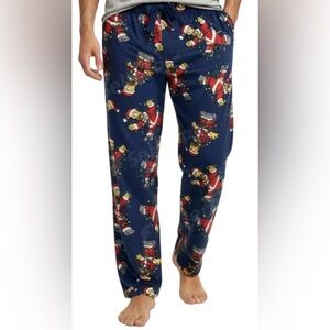 Men's Navy Blue Cartoon Homer Print Christmas Pajama Pants